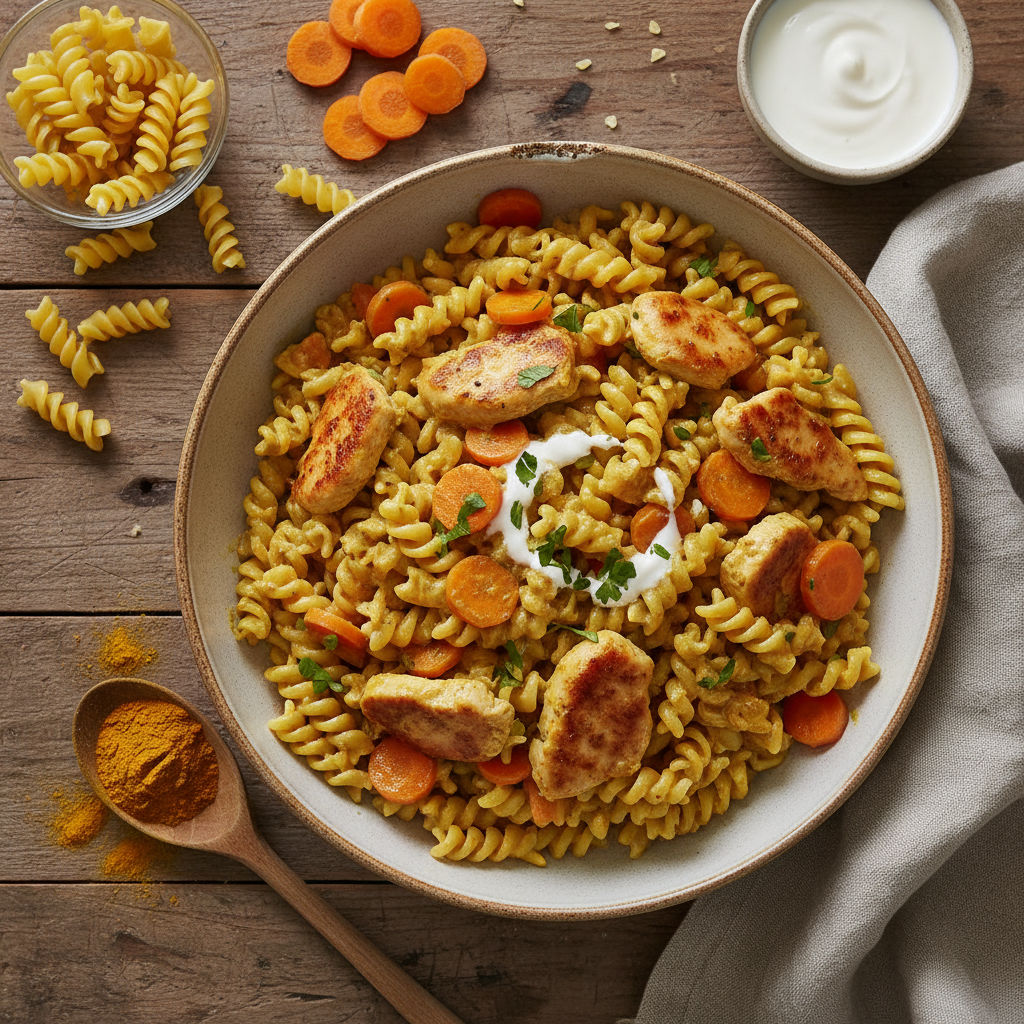 Pâtes au Curry et Poulet