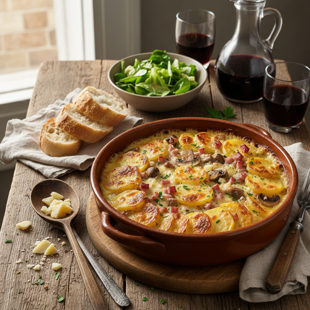 Gratin de pommes de terre et jambon