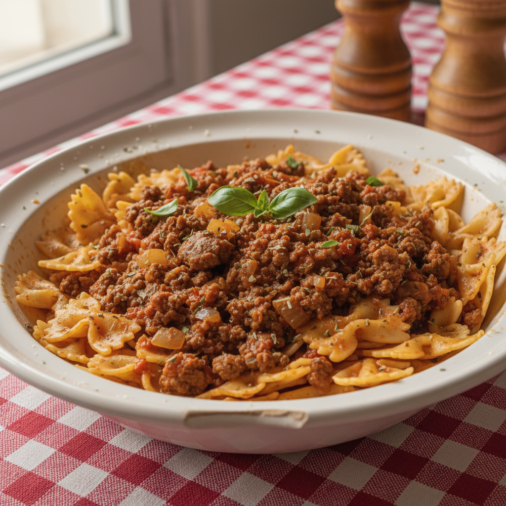 Farfalles à la Bolognaise simplifiée