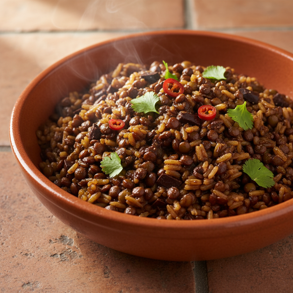 Riz Sauté aux Lentilles et Chocolat Noir
