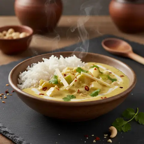Asiatisches Curry mit Apfel und weißer Schokolade