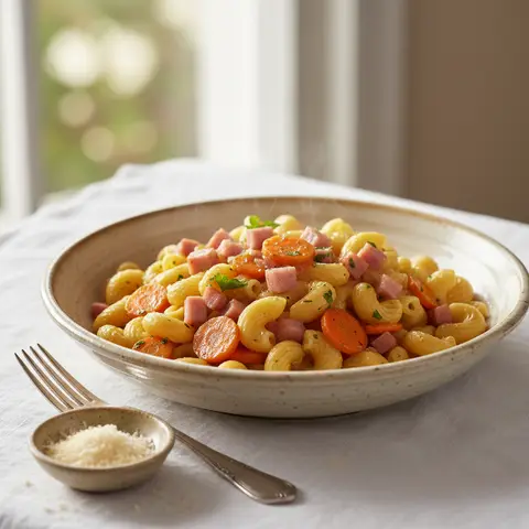 Ham and Pasta with Carrots