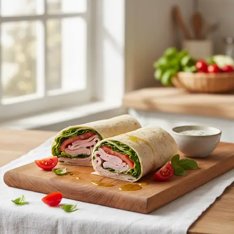 Wrap mit Schinken und frischem Gemüse