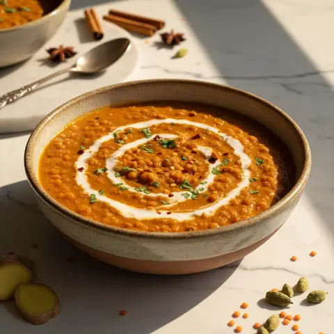 Rotes Linsen-Curry mit Kokosmilch