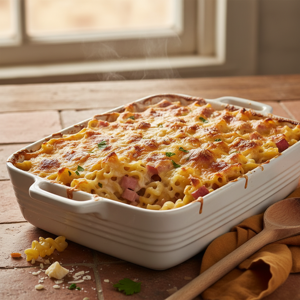 Gratin de Pâtes au Jambon et Fromage