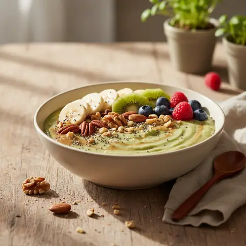 Proteinreiches Smoothie-Bowl mit Obst und Nüssen