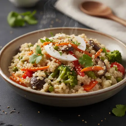 Asiatisches Quinoa-Risotto mit Gemüse und Kokosmilch