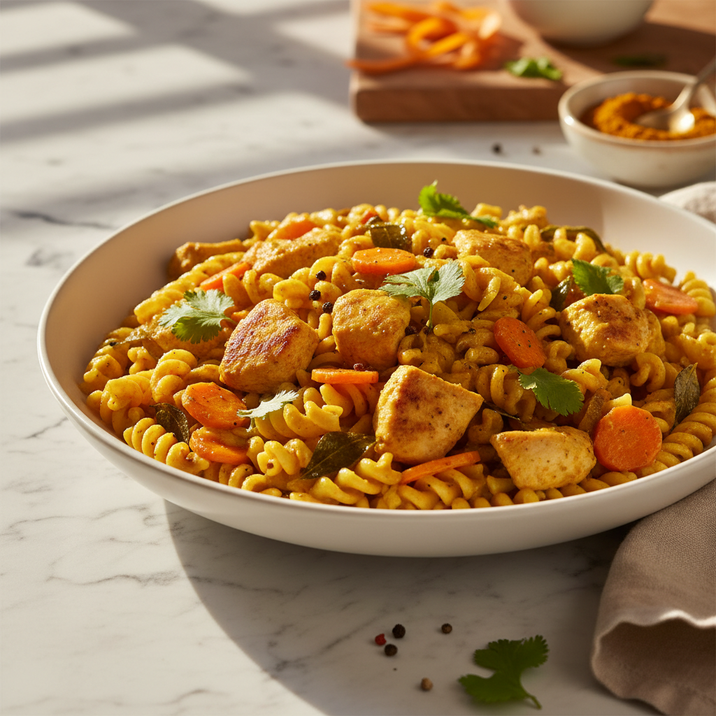 Pâtes au Curry et Poulet