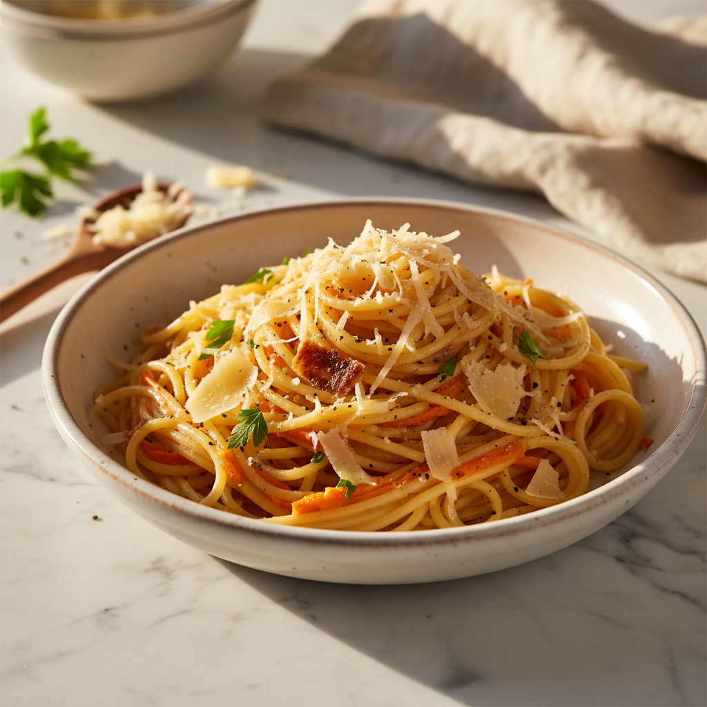 Spaghettis à la Carotte et Gruyère