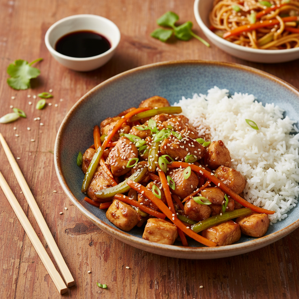 Poulet Sauté au Wok et Légumes