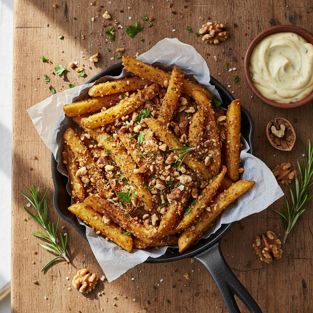 Frites de Pommes de Terre aux Noix Concassées