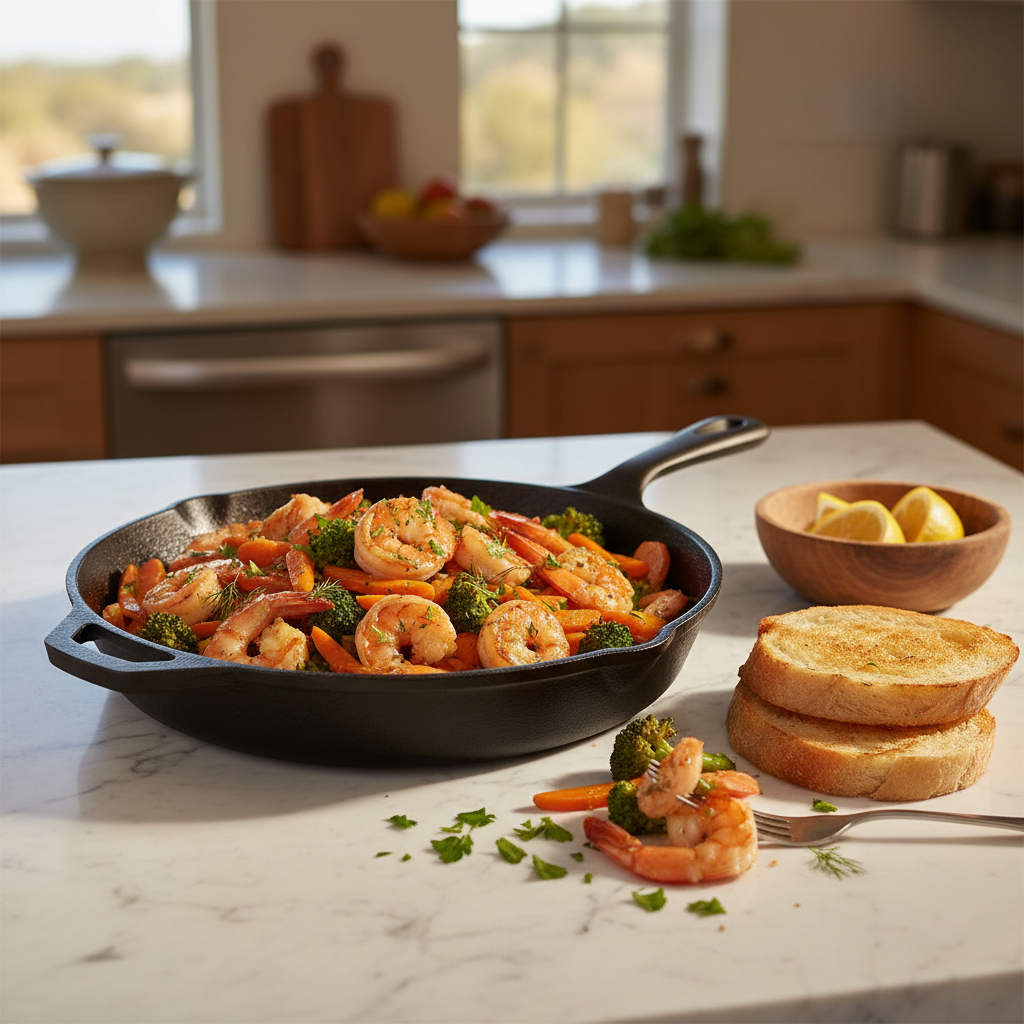 Poêlée de Crevettes aux Carottes et Brocoli