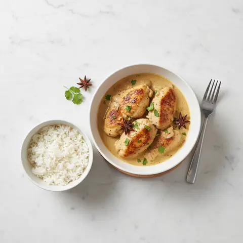 Hähnchen mit Curry und Kokosmilch