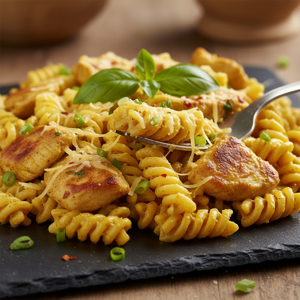 Pâtes au Curry et Poulet