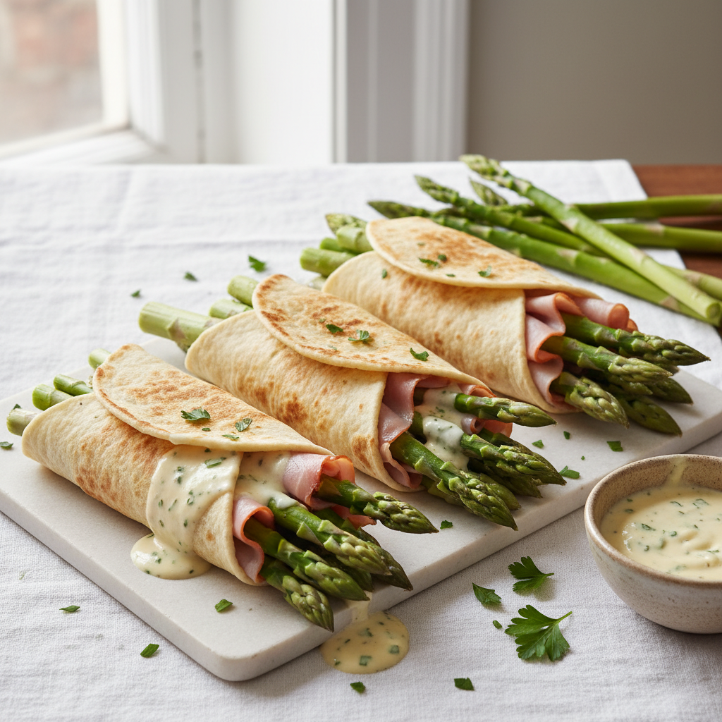 Wrap aux Asperges, Jambon et Sauce Crémeuse