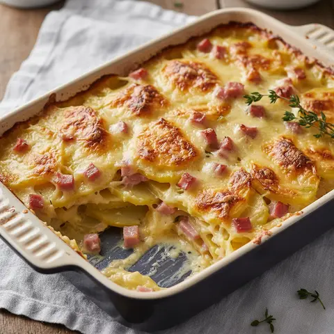 Kartoffel- und Schinken-Gratin