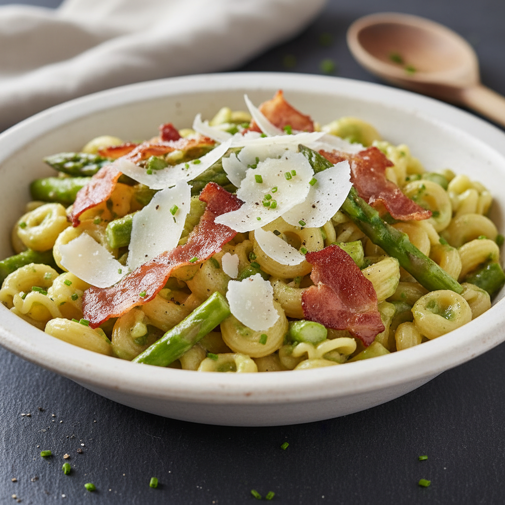 Pâtes Asperges, Jambon et Parmesan