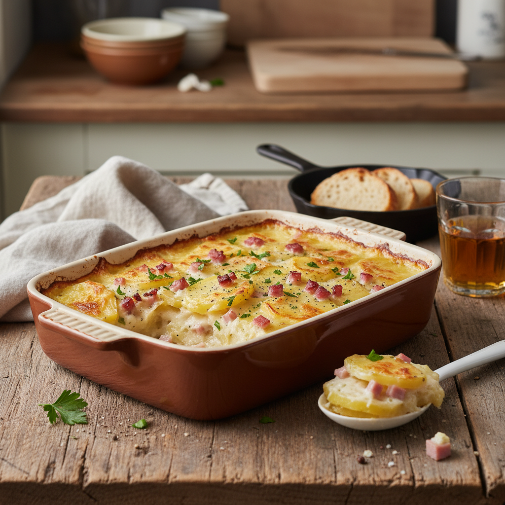 Gratin de pommes de terre et jambon