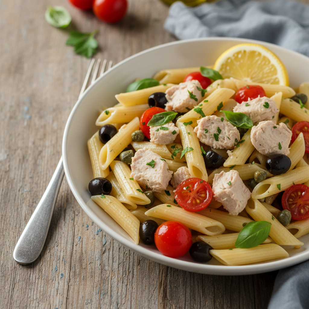 Penne Méditerranéenne avec Thon et Tomates Cerises