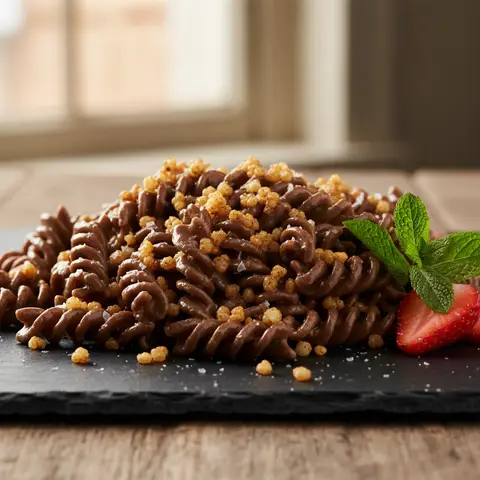Pasta with Crispy Quinoa Chocolate Sauce