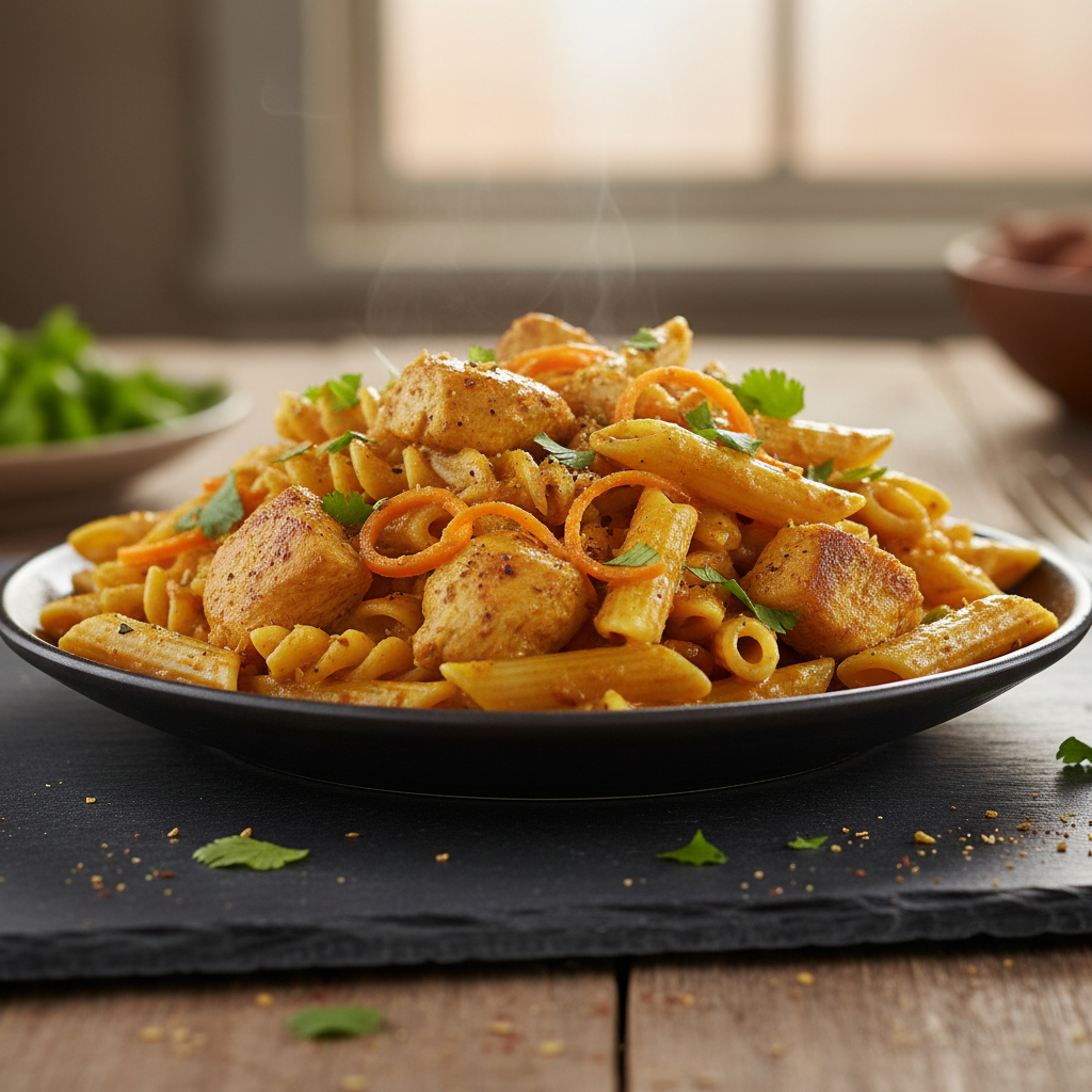 Pâtes au Curry et Poulet