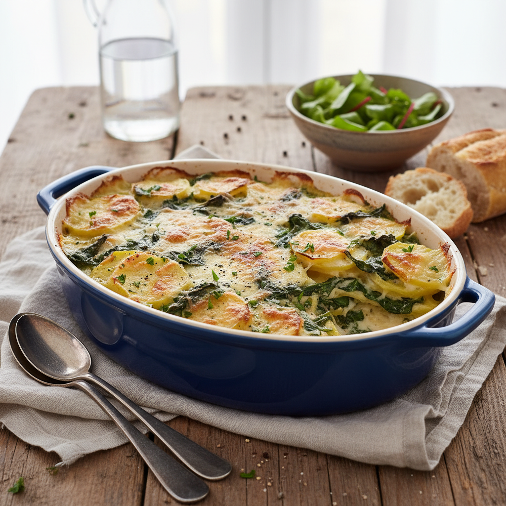 Gratin de pommes de terre aux épinards