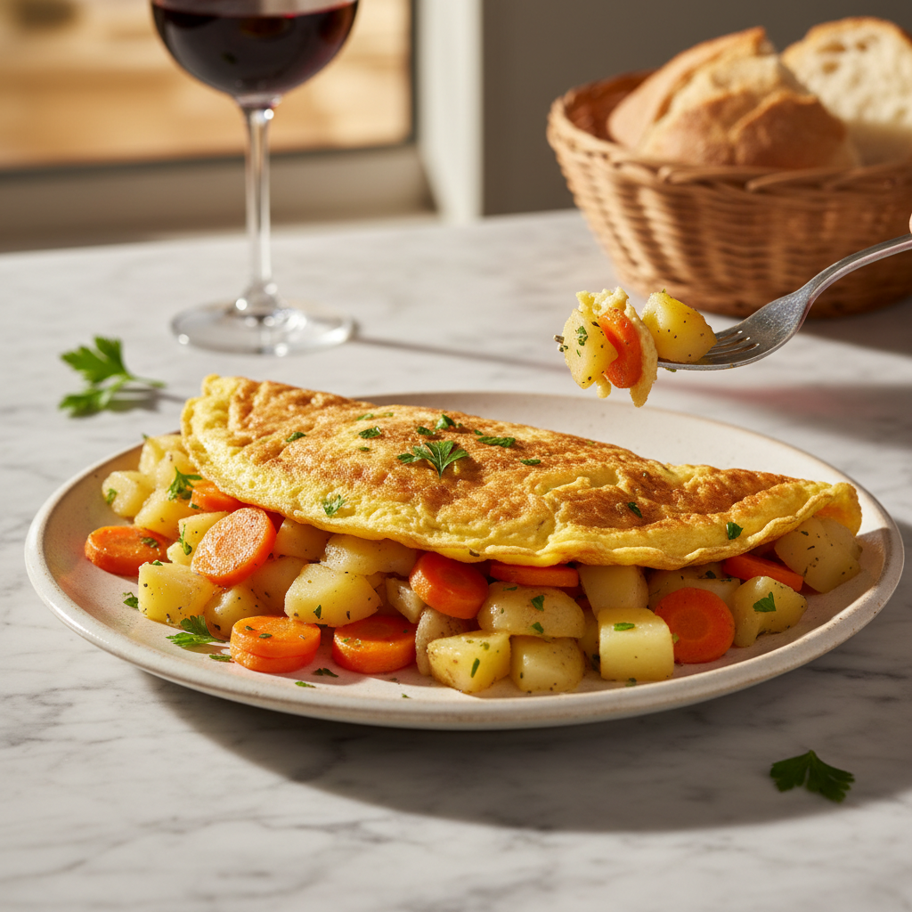 Omelette paysanne aux pommes de terre et carottes