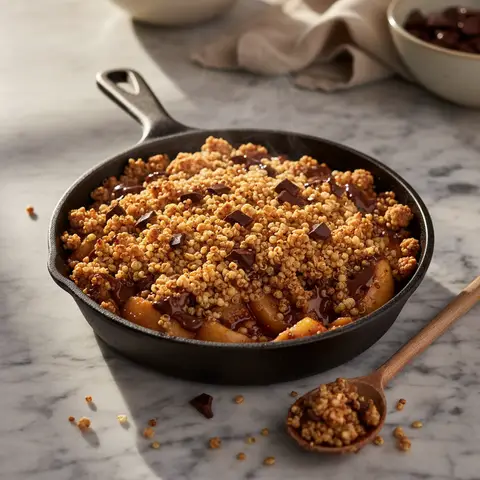 Quinoa-Crumble mit Äpfeln und Schokolade