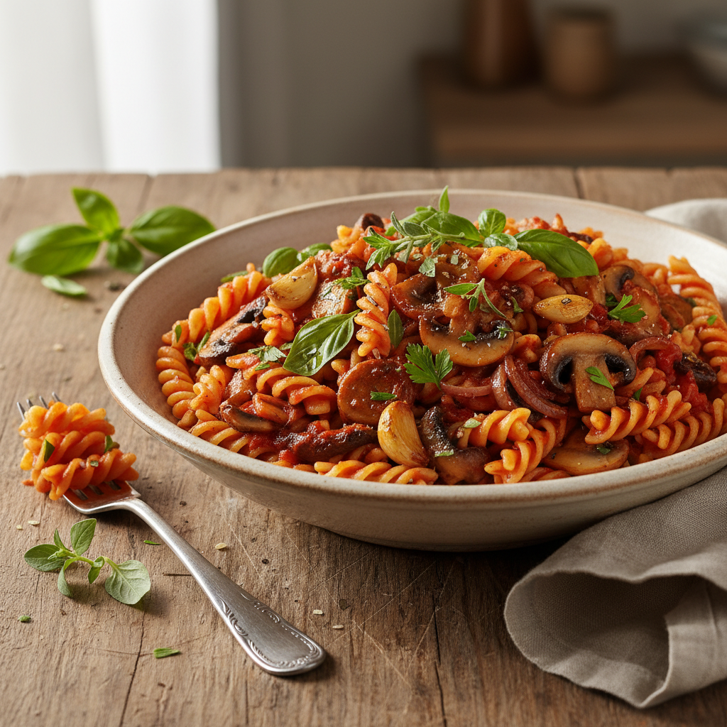Pâtes à la Sauce Tomate et Champignons