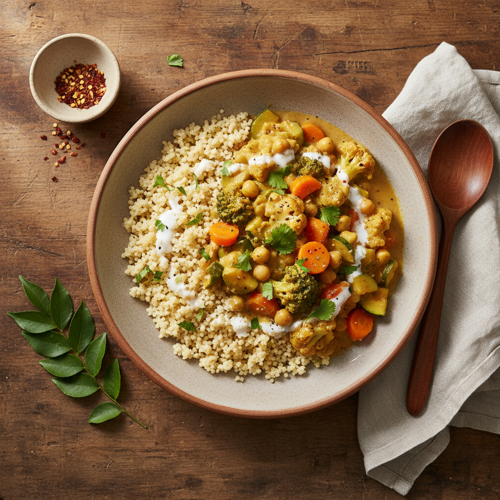 Curry de légumes à la semoule