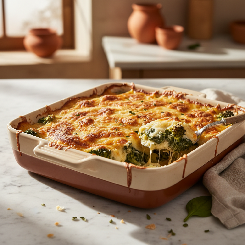 Gratin de Brocoli et Épinards au Gruyère