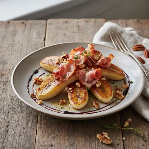 Pan-Fried Bananas with Crispy Ham