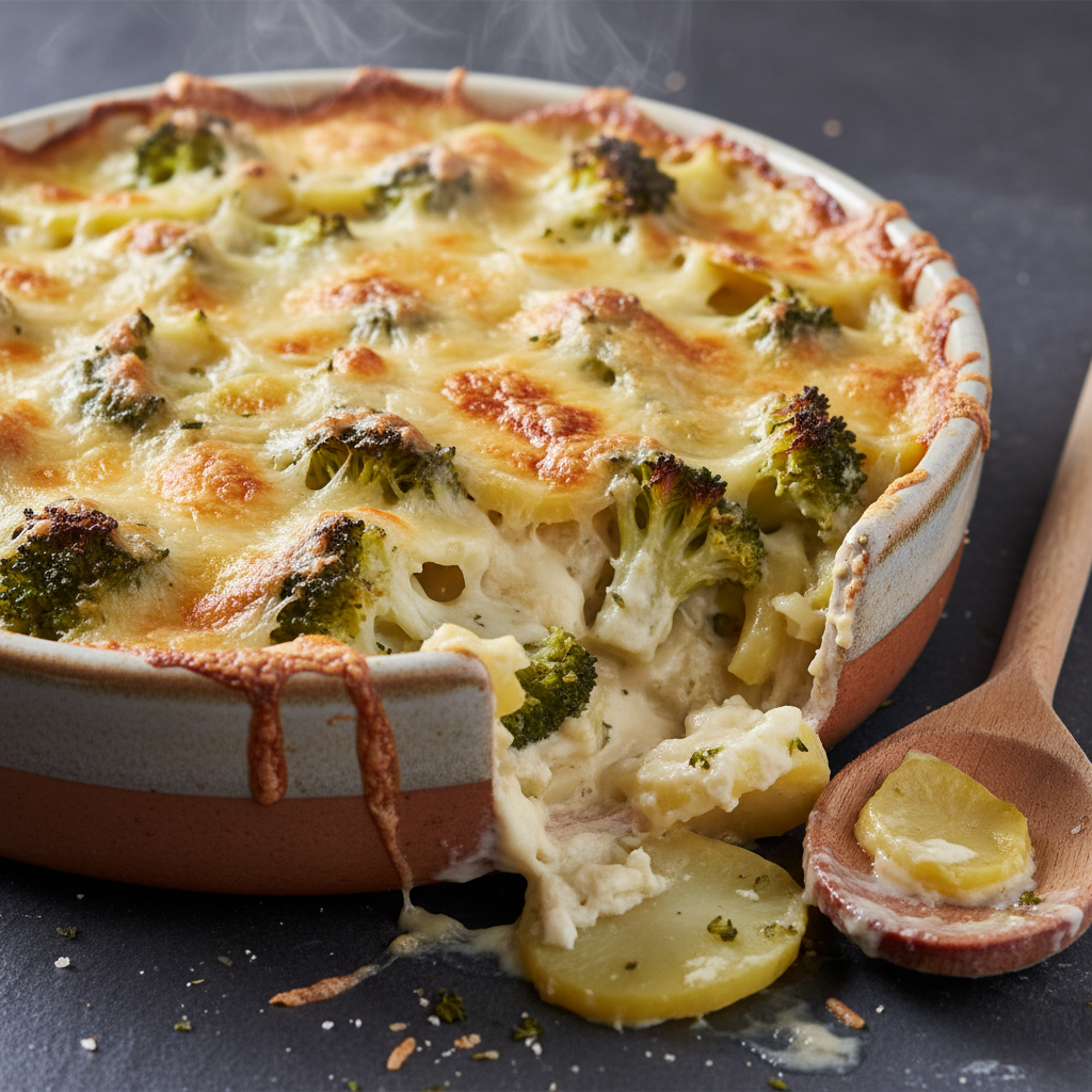 Gratin de Brocoli et Pommes de Terre au Gruyère