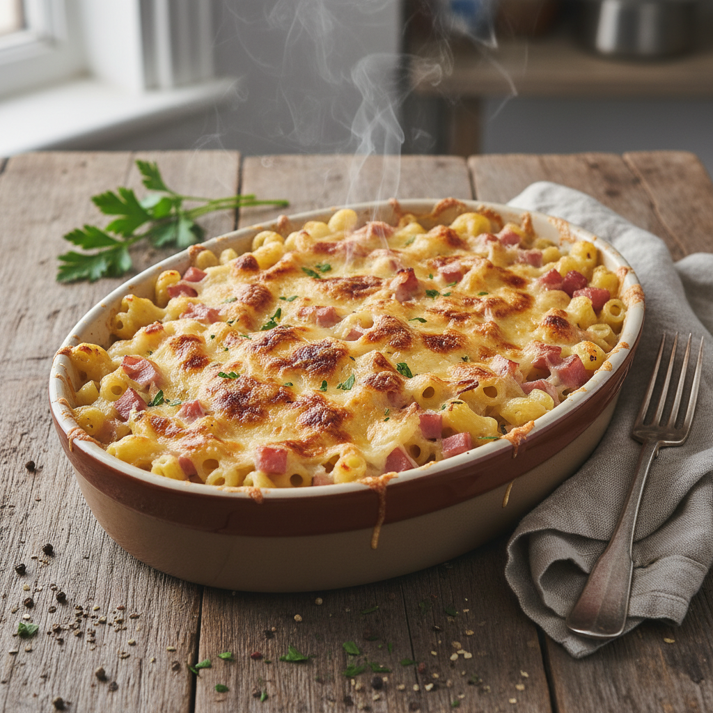 Gratin de Coquillettes au Jambon et Gruyère