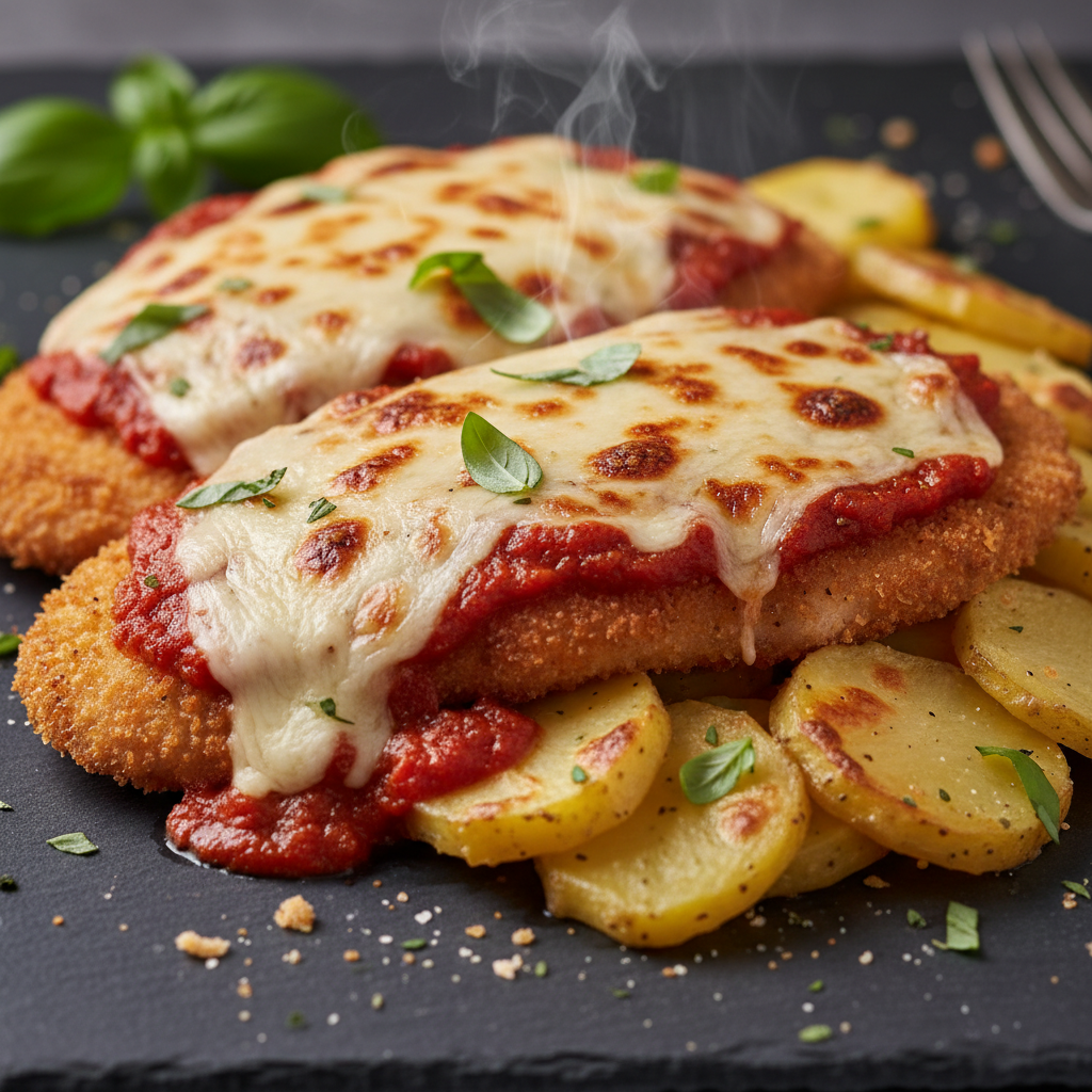 Poulet parmigiana aux pommes de terre gratinées
