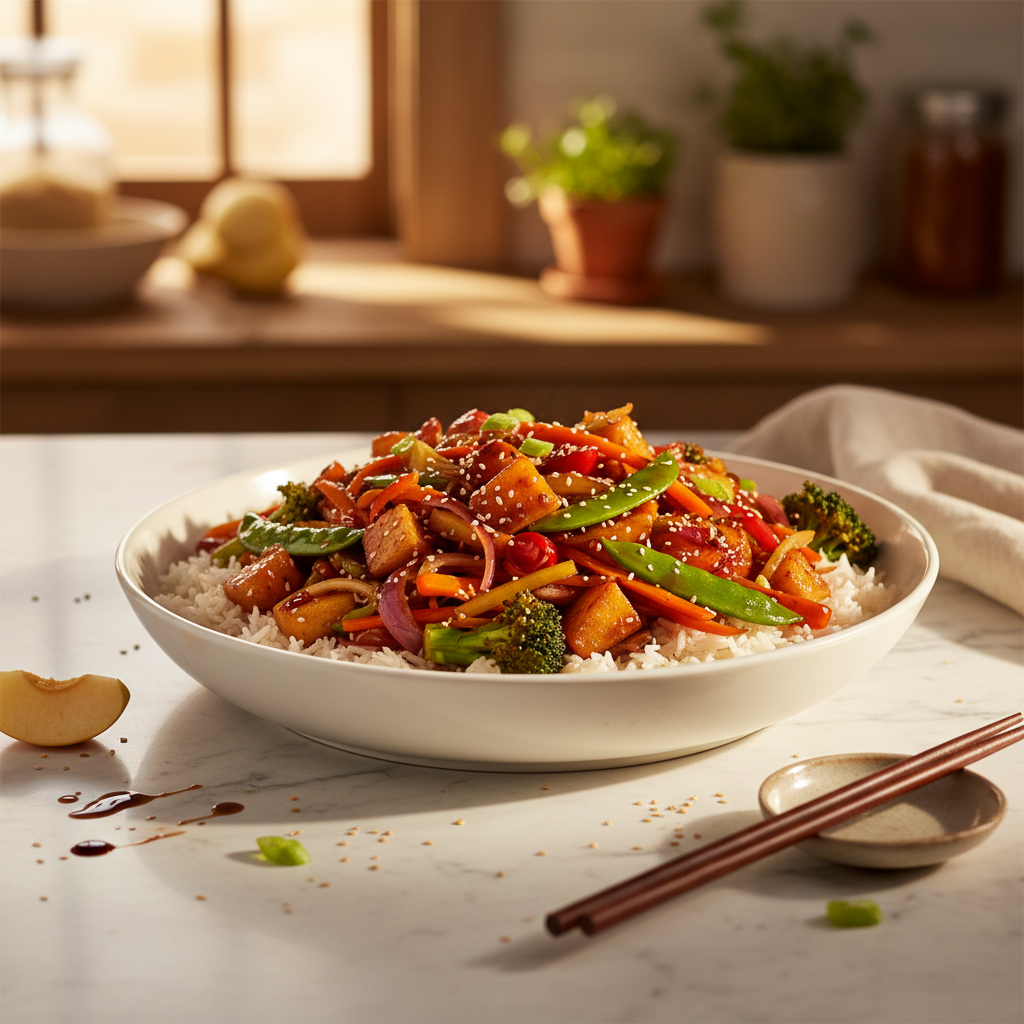 Stir-Fry Asiatique aux Pommes et Légumes