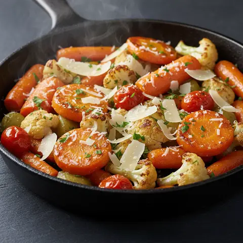 Karotten- und Blumenkohl-Pfanne mit Parmesan