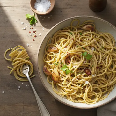 Spaghetti in der Pfanne (Aglio e Olio – einfache Version)