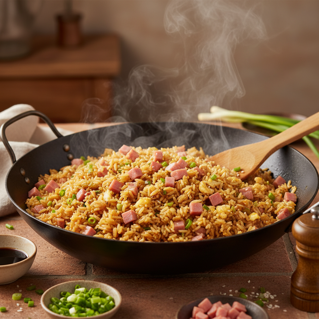 Riz sauté au jambon style asiatique