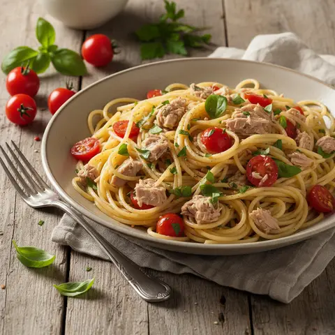 Spaghetti mit Thunfisch und Tomate