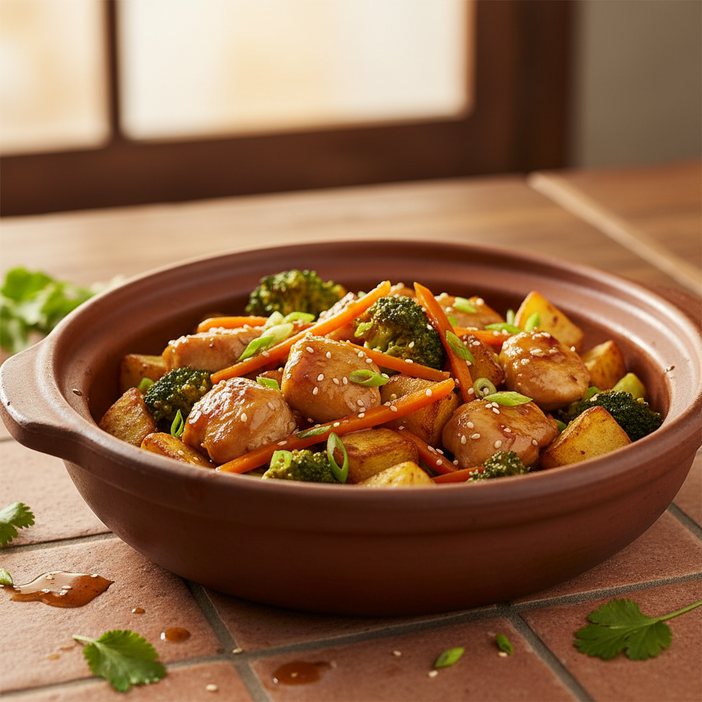 Poêlée de poulet et légumes à l'asiatique