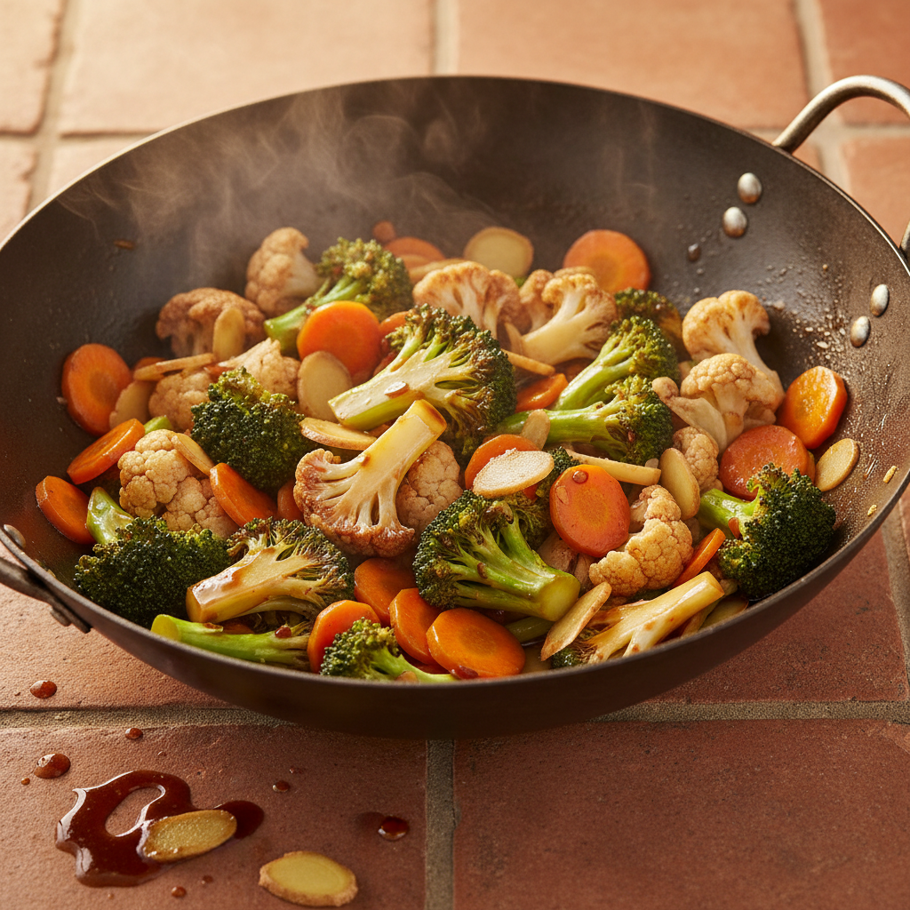Sauté de Brocoli Chou-fleur et Carottes à l'Asiatique