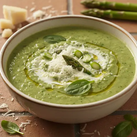 Spinat-Spargel-Suppe mit Parmesan