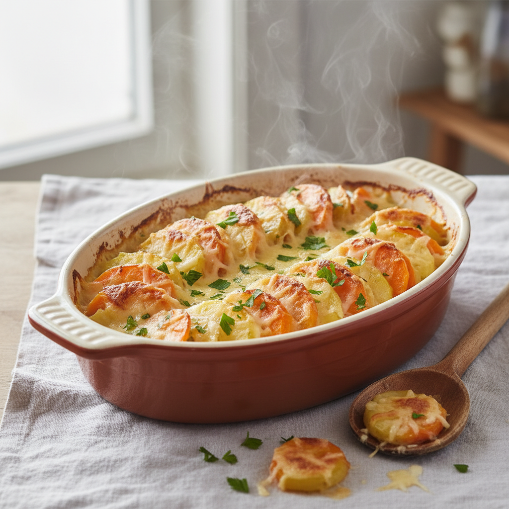 Gratin de pommes de terre et carottes