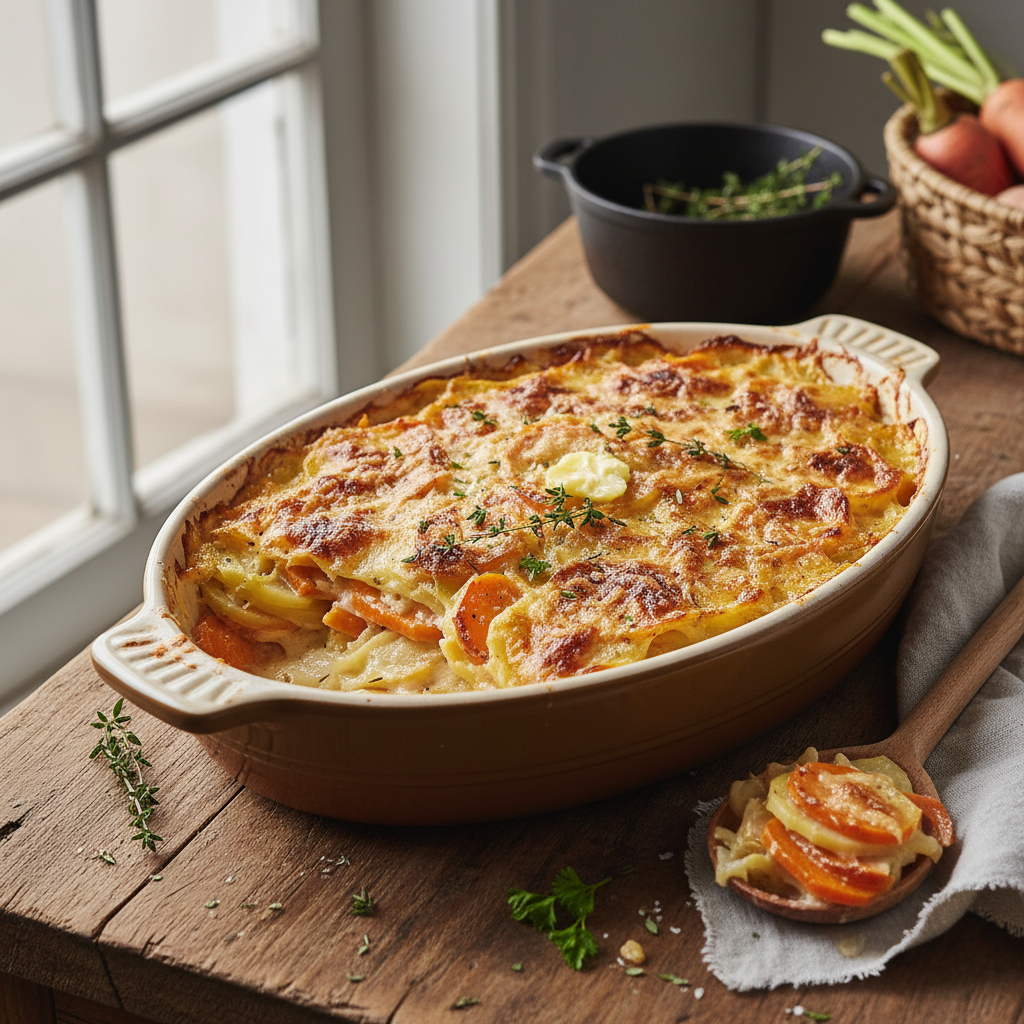 Gratin de pommes de terre et carottes