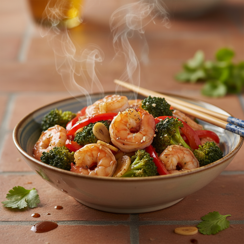 Sauté de Crevettes et Brocoli à l'Asiatique