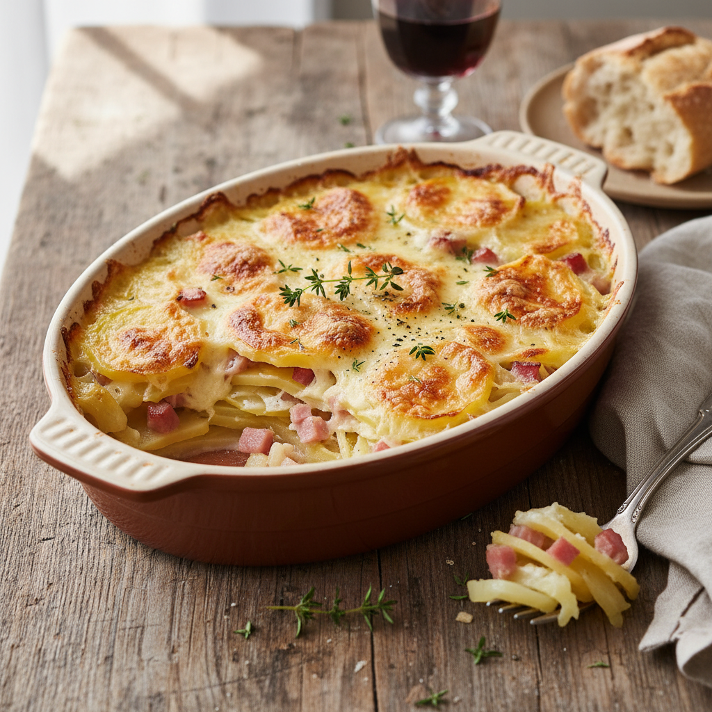 Gratin de pommes de terre et jambon