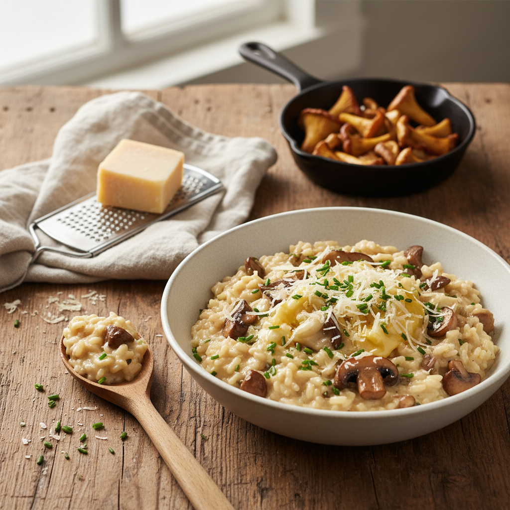 Risotto Crémeux aux Champignons et Gruyère