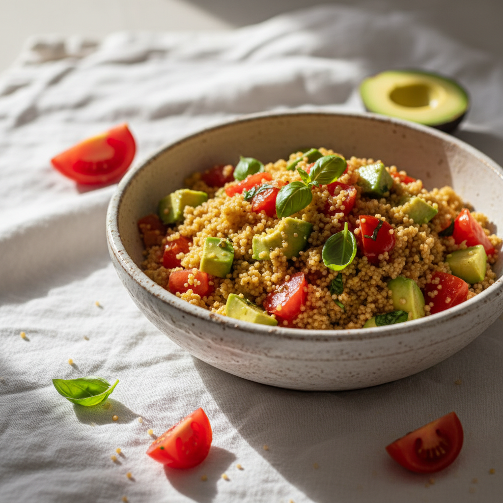Sauté de Semoule aux Tomates et Avocats