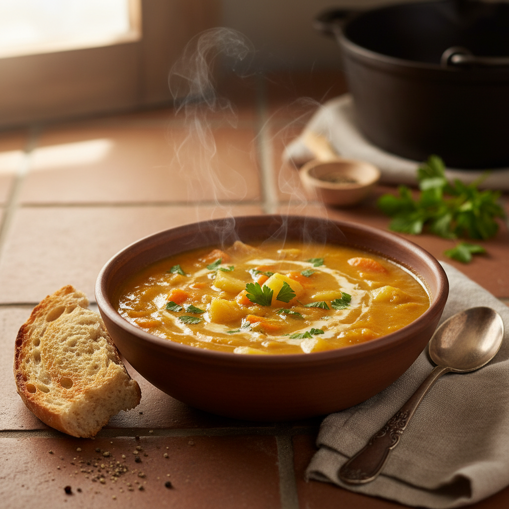 Soupe de pommes de terre et carottes